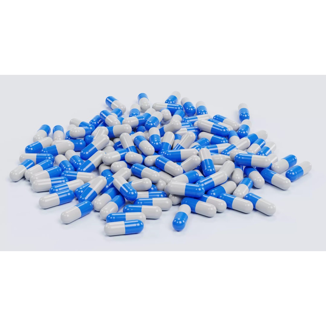 Pile of Pills 3D Model – Realistic Blue and White Capsules for Medical Use - View 6