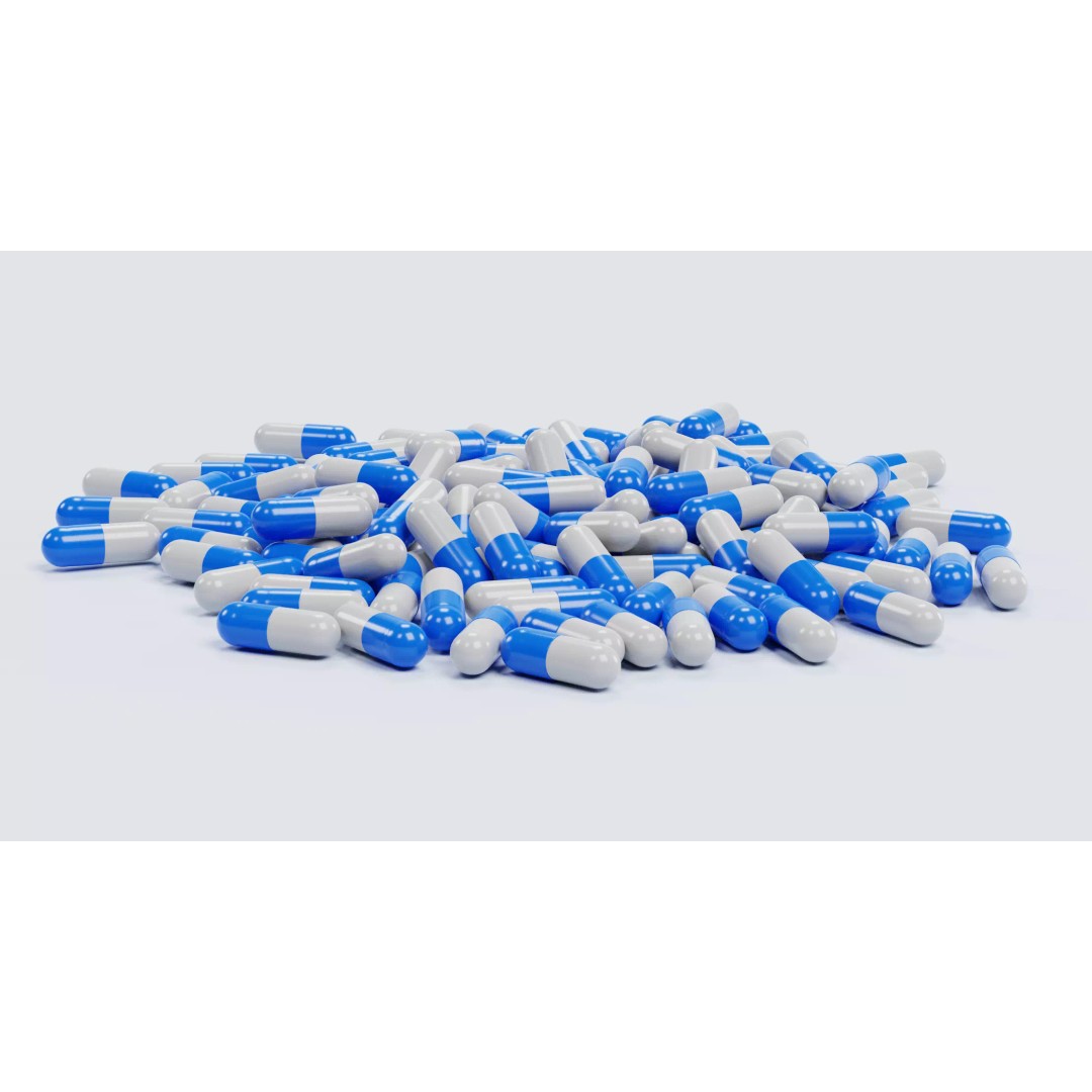 Pile of Pills 3D Model – Realistic Blue and White Capsules for Medical Use - View 7