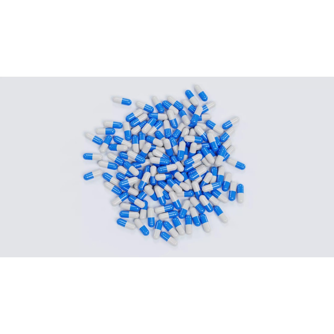 Pile of Pills 3D Model – Realistic Blue and White Capsules for Medical Use - View 8