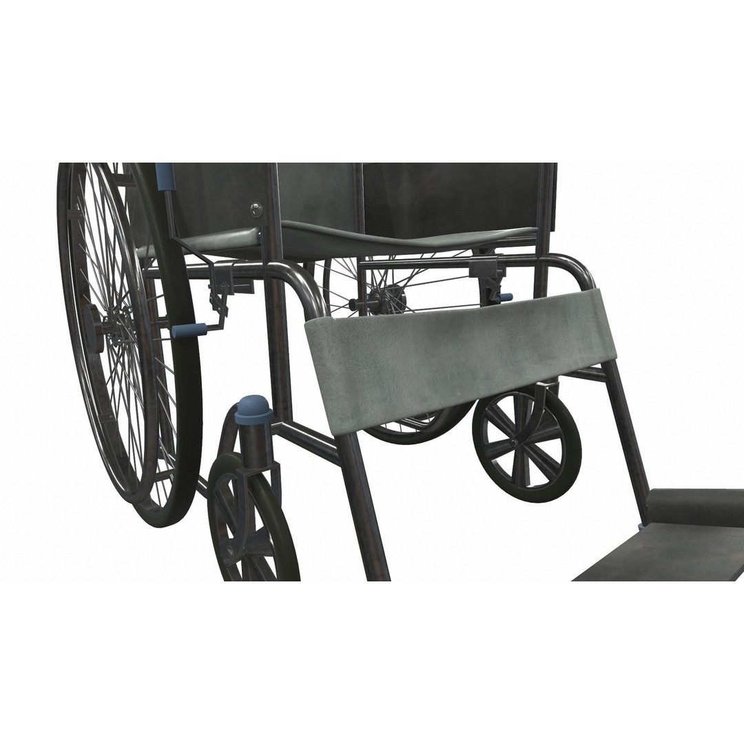 Wheelchair 3D Model – PBR Textured Medical Asset, FBX, OBJ - View 10
