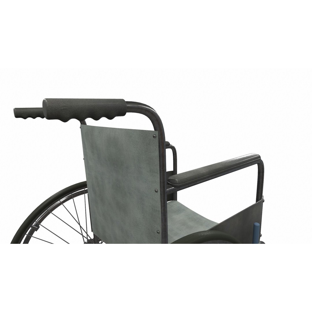 Wheelchair 3D Model – PBR Textured Medical Asset, FBX, OBJ - View 11