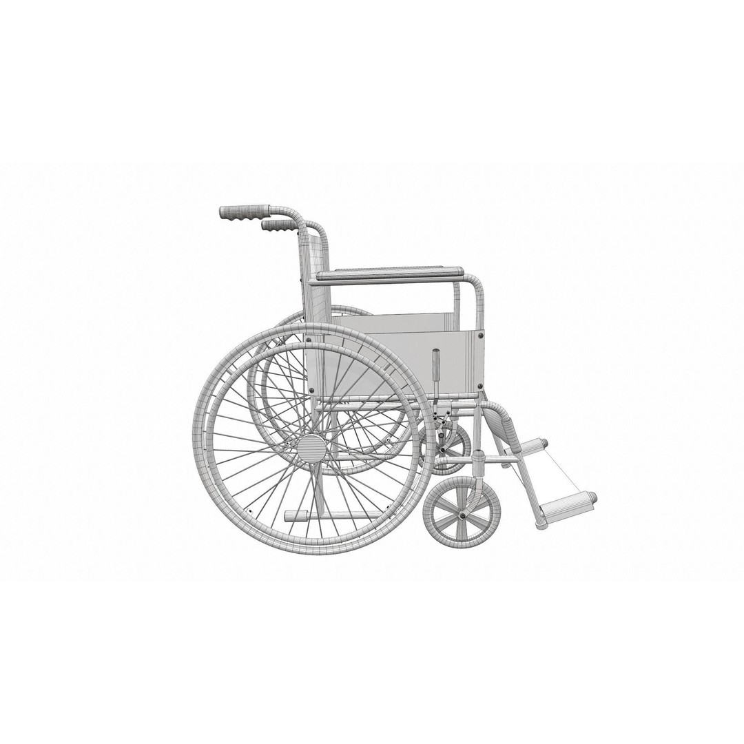 Wheelchair 3D Model – PBR Textured Medical Asset, FBX, OBJ - View 12