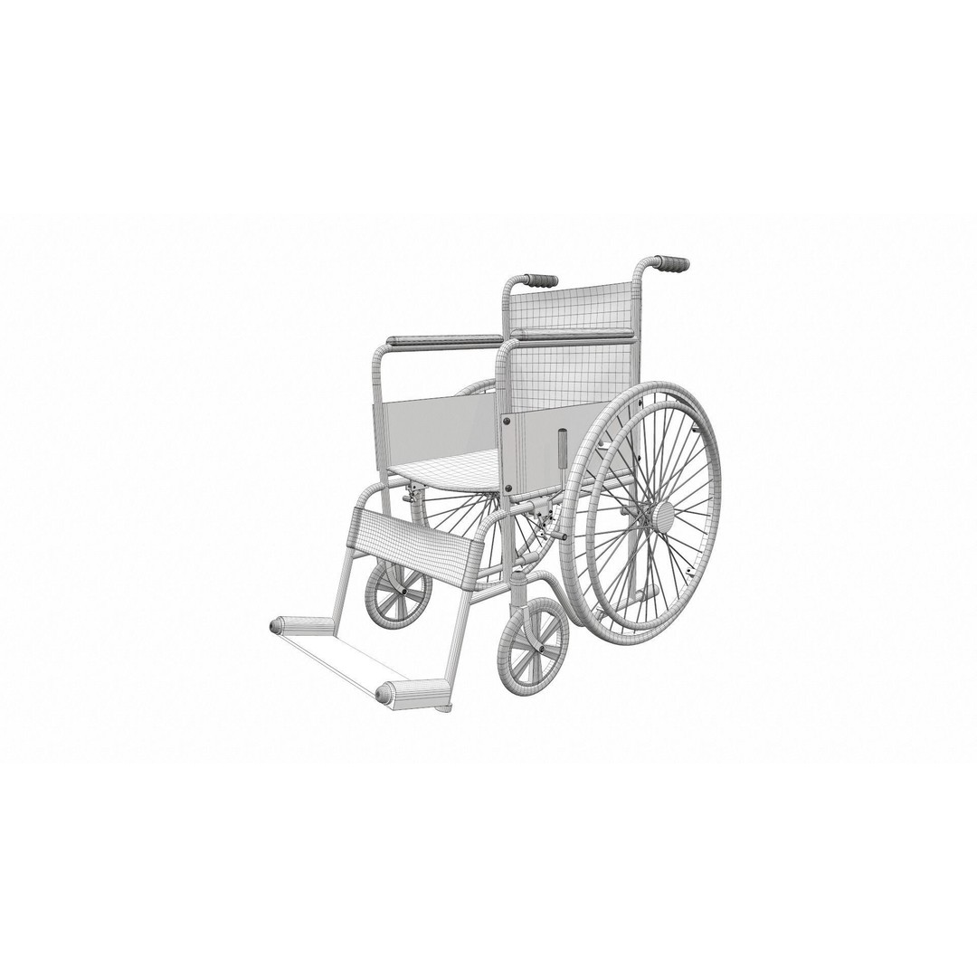 Wheelchair 3D Model – PBR Textured Medical Asset, FBX, OBJ - View 14