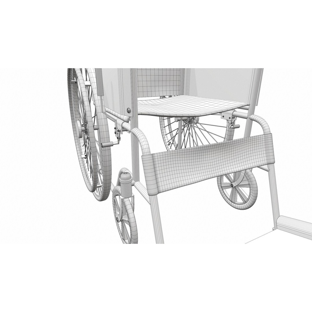 Wheelchair 3D Model – PBR Textured Medical Asset, FBX, OBJ - View 19