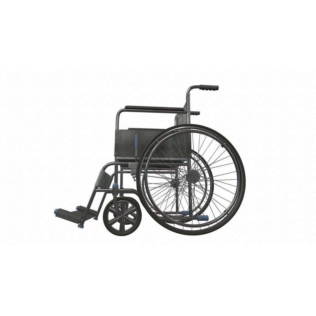 Wheelchair 3D Model – PBR Textured Medical Asset, FBX, OBJ - View 4