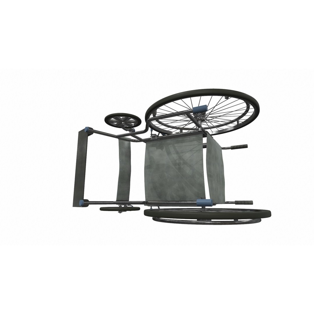 Wheelchair 3D Model – PBR Textured Medical Asset, FBX, OBJ - View 8