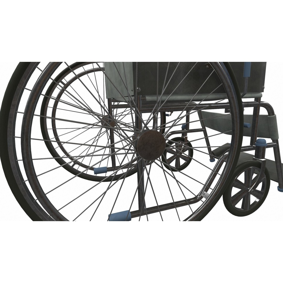 Wheelchair 3D Model – PBR Textured Medical Asset, FBX, OBJ - View 9
