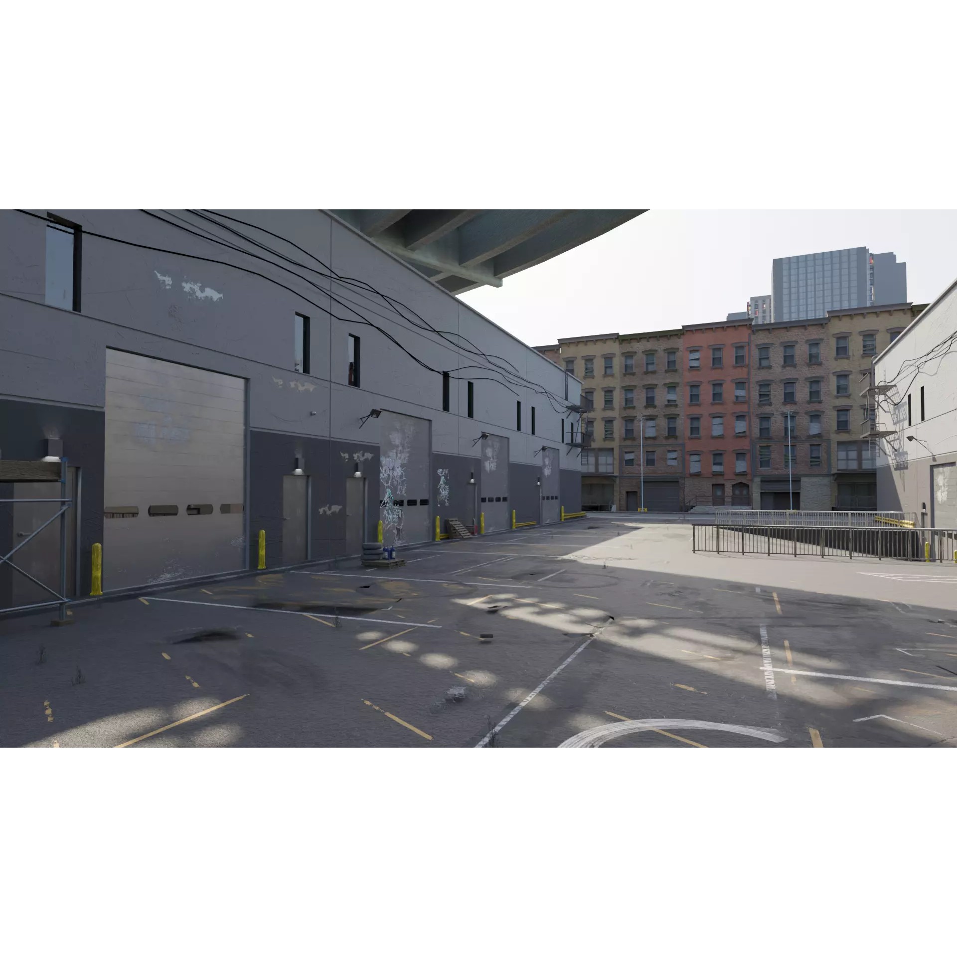 Garage Alleyway - Low-Poly Game-Ready 3D Model - View 2