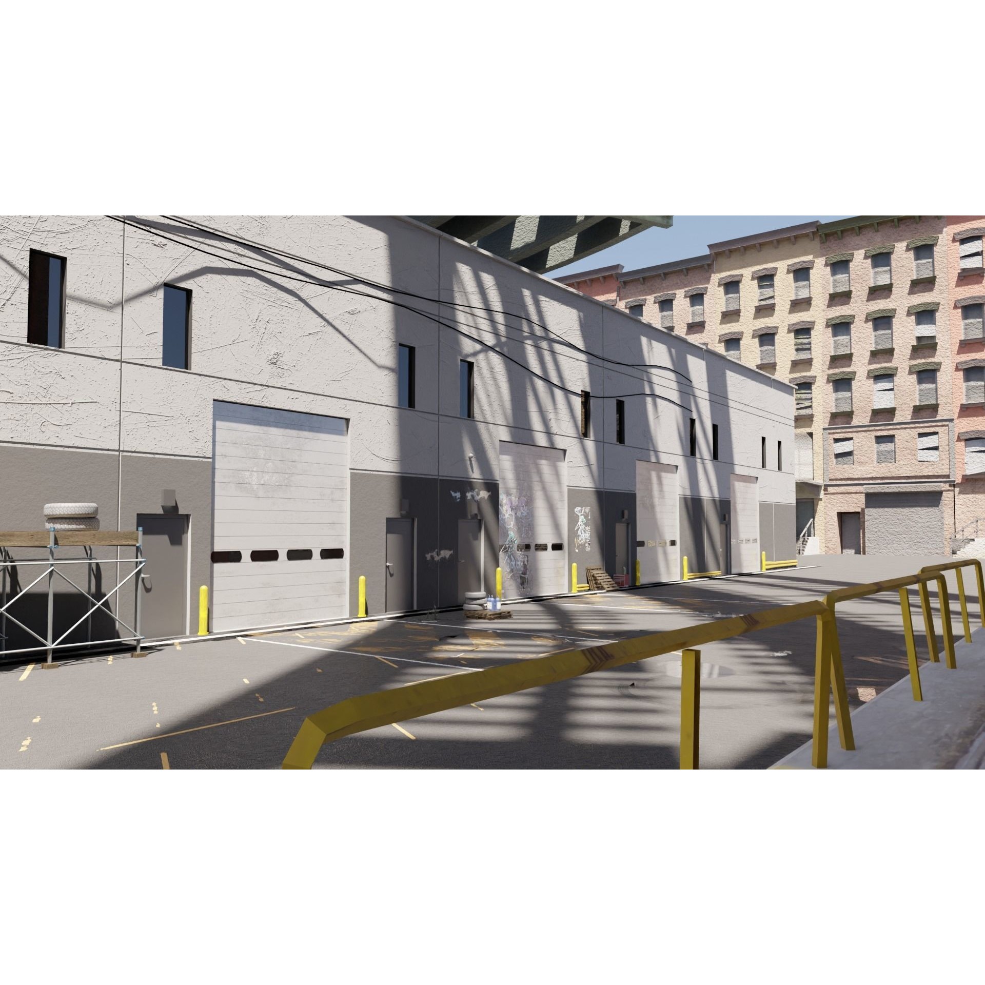 Garage Alleyway - Low-Poly Game-Ready 3D Model - View 4