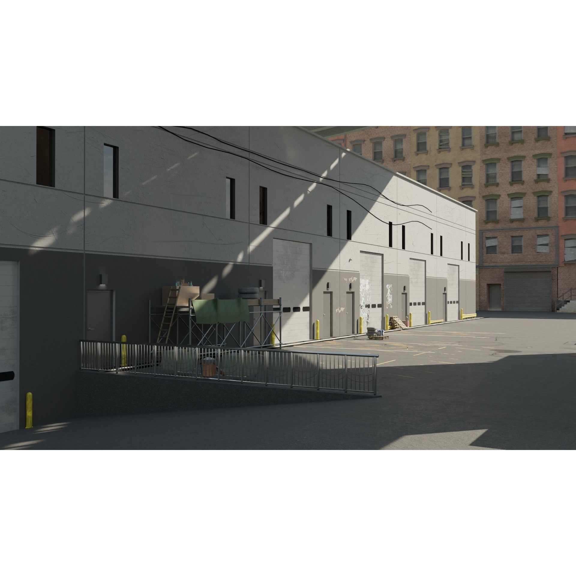 Garage Alleyway - Low-Poly Game-Ready 3D Model - View 5