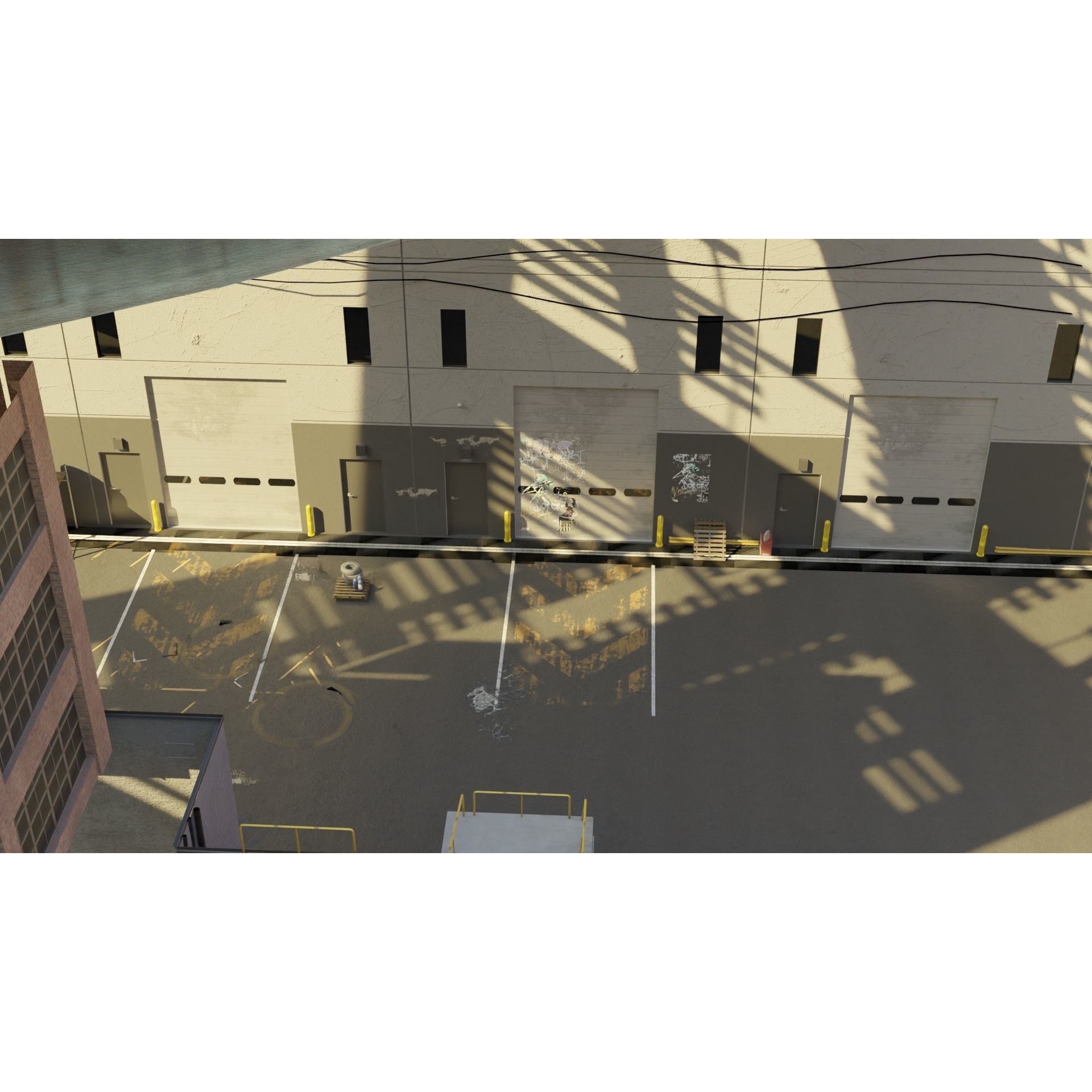 Garage Alleyway - Low-Poly Game-Ready 3D Model - View 6