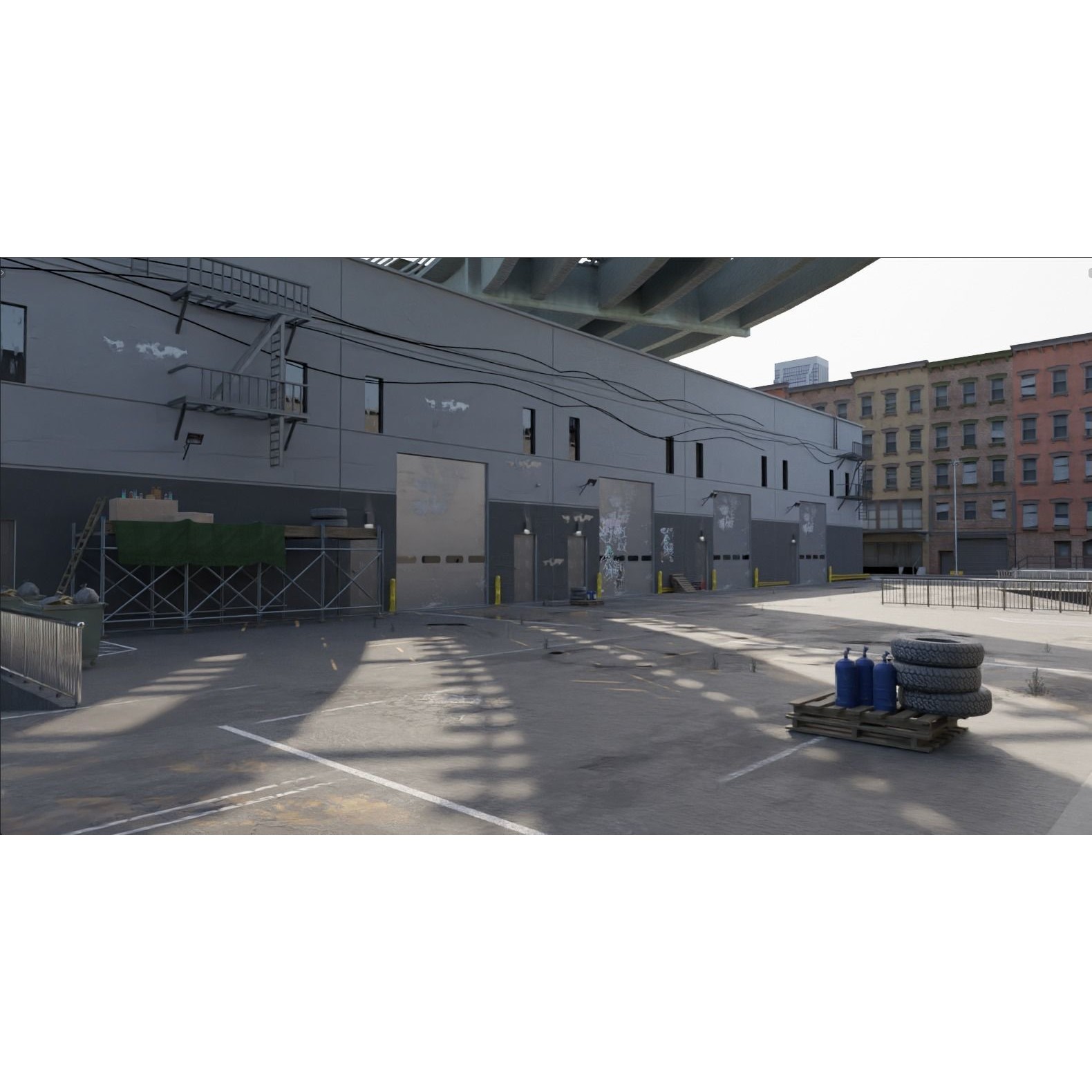 Garage Alleyway - Low-Poly Game-Ready 3D Model - View 8