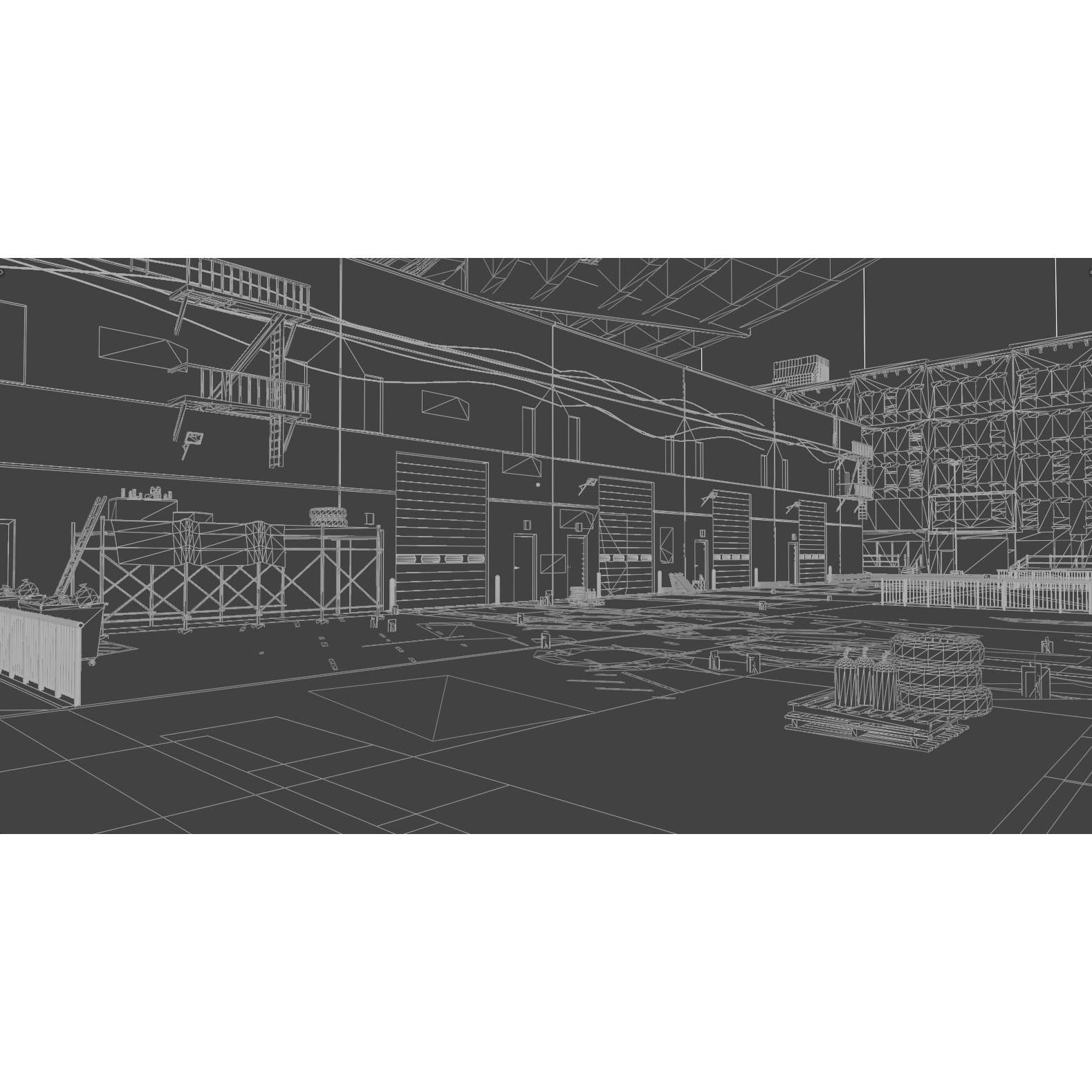 Garage Alleyway - Low-Poly Game-Ready 3D Model - View 9