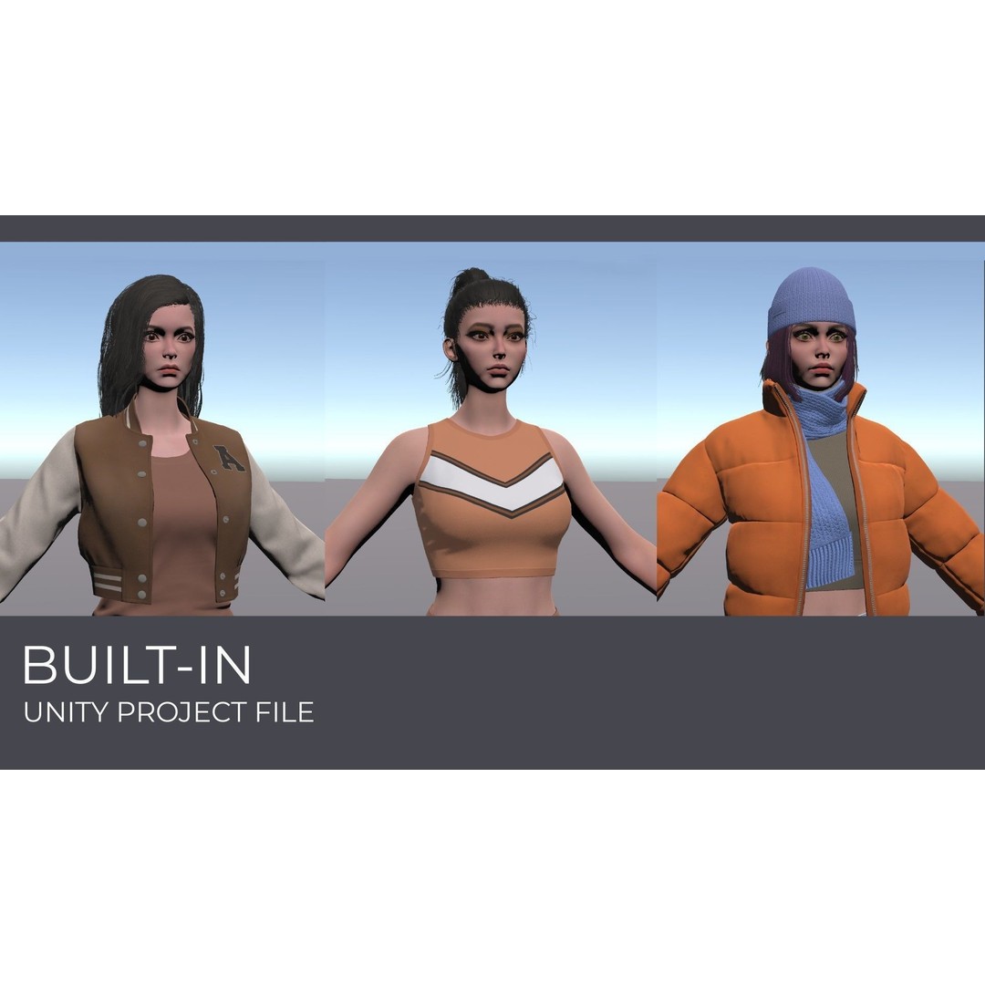 Casual Wear Girls 3D Model – Realistic Stylized Character Pack, FBX