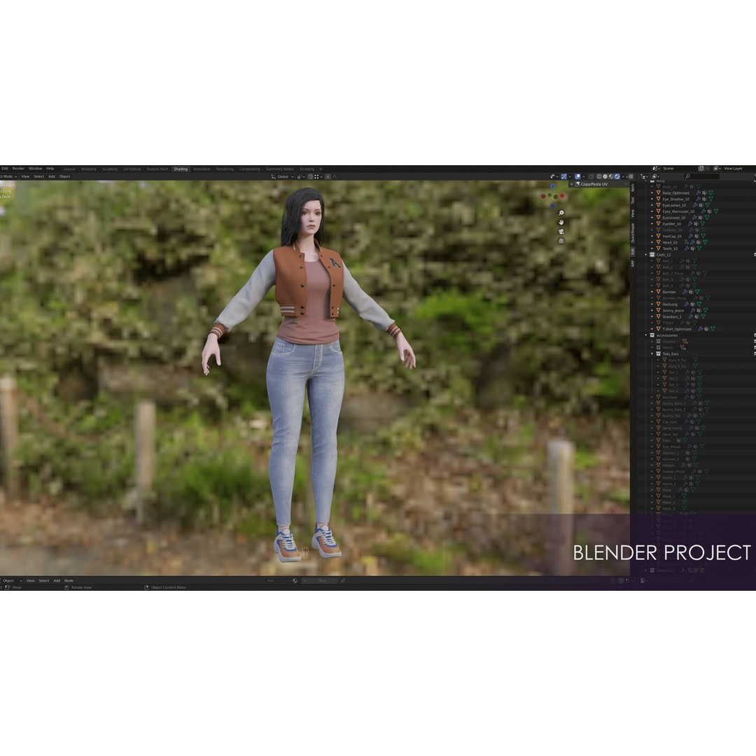 Casual Wear Girls 3D Model – Realistic Stylized Character Pack, FBX - View 29