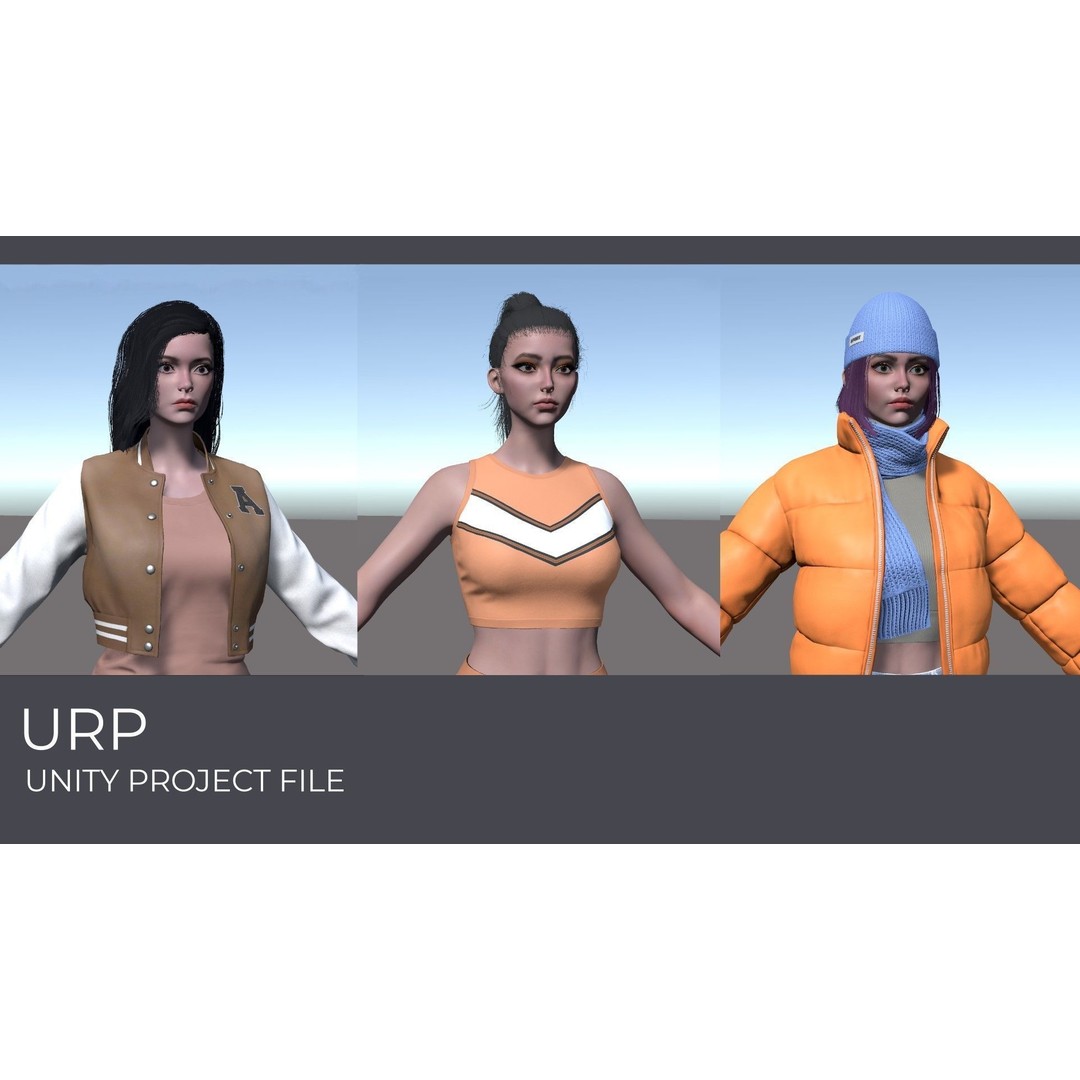 Casual Wear Girls 3D Model – Realistic Stylized Character Pack, FBX - View 35