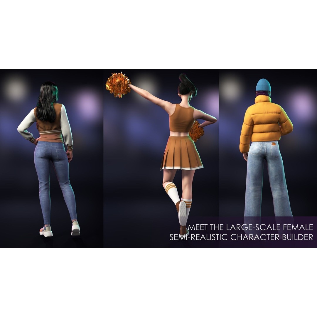 Casual Wear Girls 3D Model – Realistic Stylized Character Pack, FBX - View 4