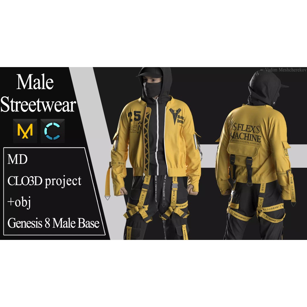 Male Streetwear 3D Model – High Poly Outfit for DAZ Studio - View 2