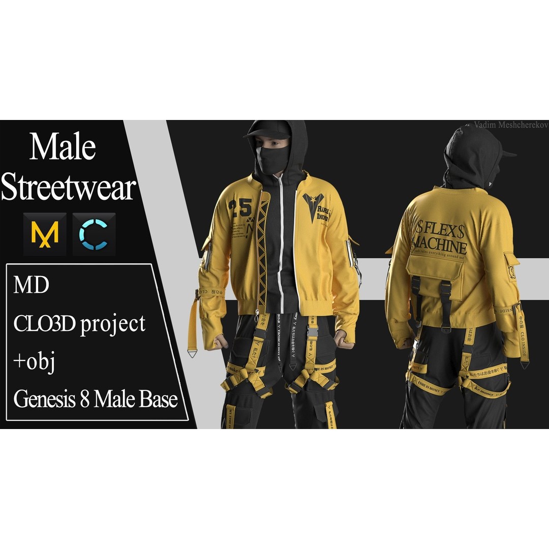 Male Streetwear 3D Model – High Poly Outfit for DAZ Studio - View 3