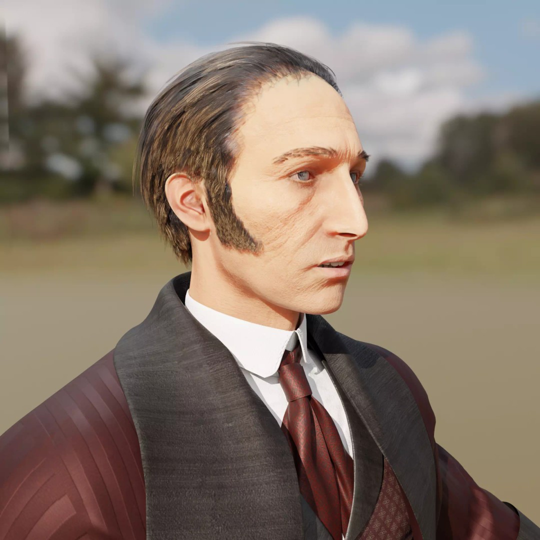 Sherlock Holmes 3D Model – Victorian Gentleman, Rigged, FBX, PBR - View 6
