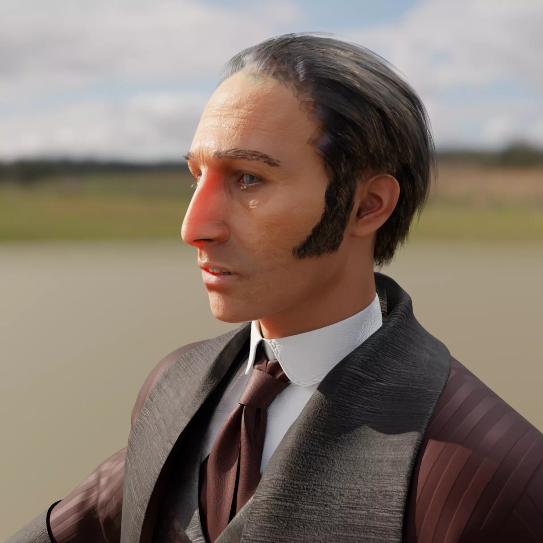 Sherlock Holmes 3D Model – Victorian Gentleman, Rigged, FBX, PBR - View 7