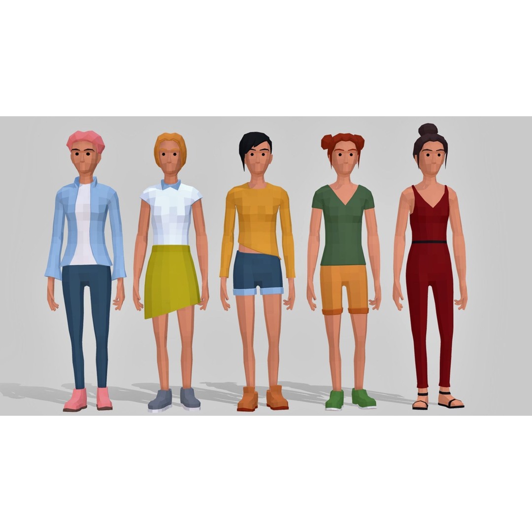 Low Poly Character 3D Model – Rigged Game Asset with Animations, FBX - View 3