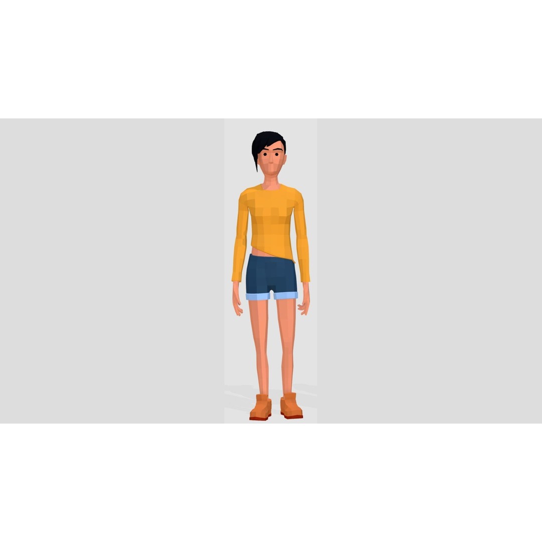 Low Poly Character 3D Model – Rigged Game Asset with Animations, FBX - View 7