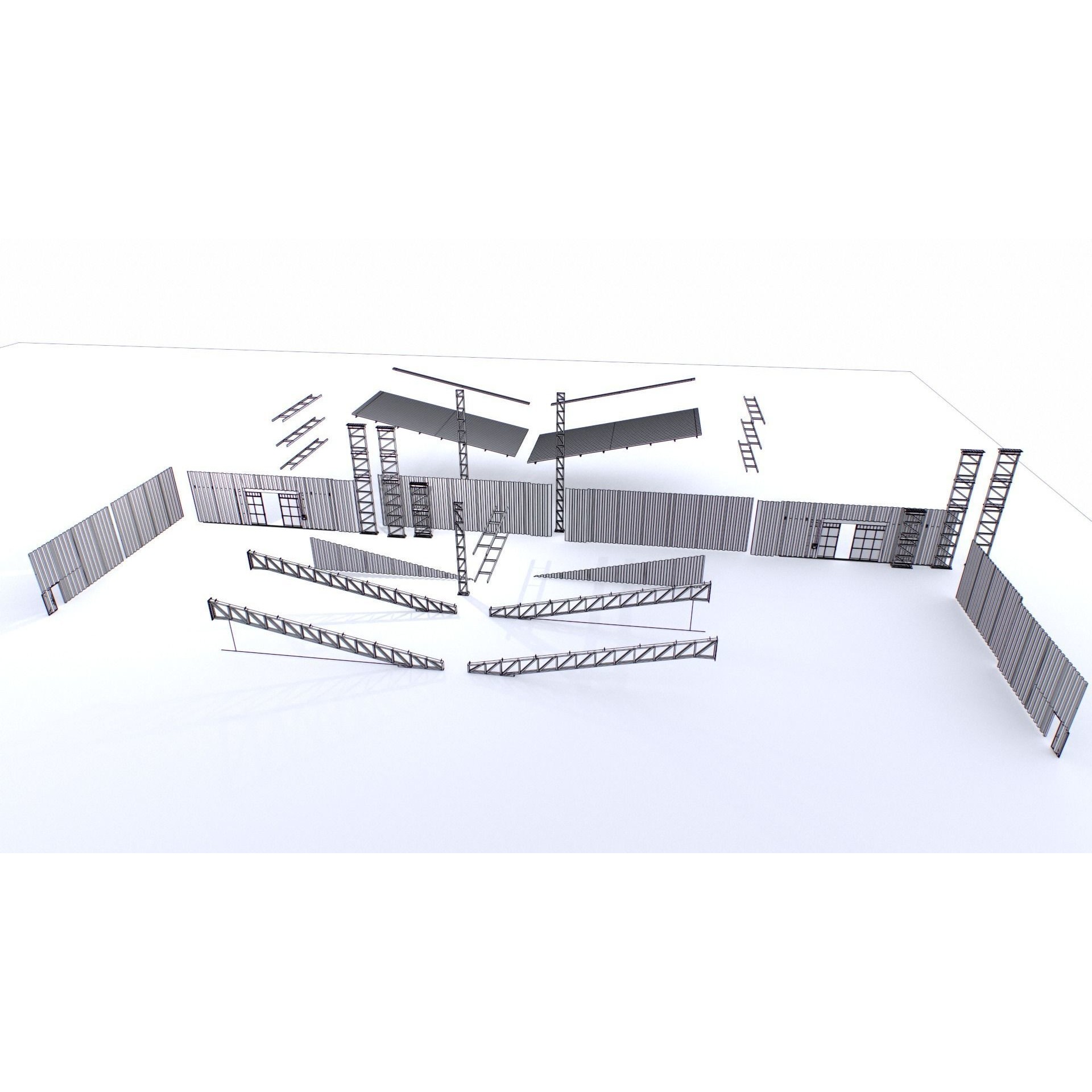 Modular Hangar - Low-Poly Game-Ready 3D Model