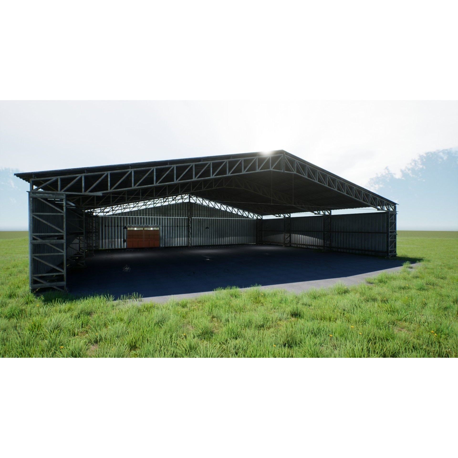 Modular Hangar - Low-Poly Game-Ready 3D Model - View 12
