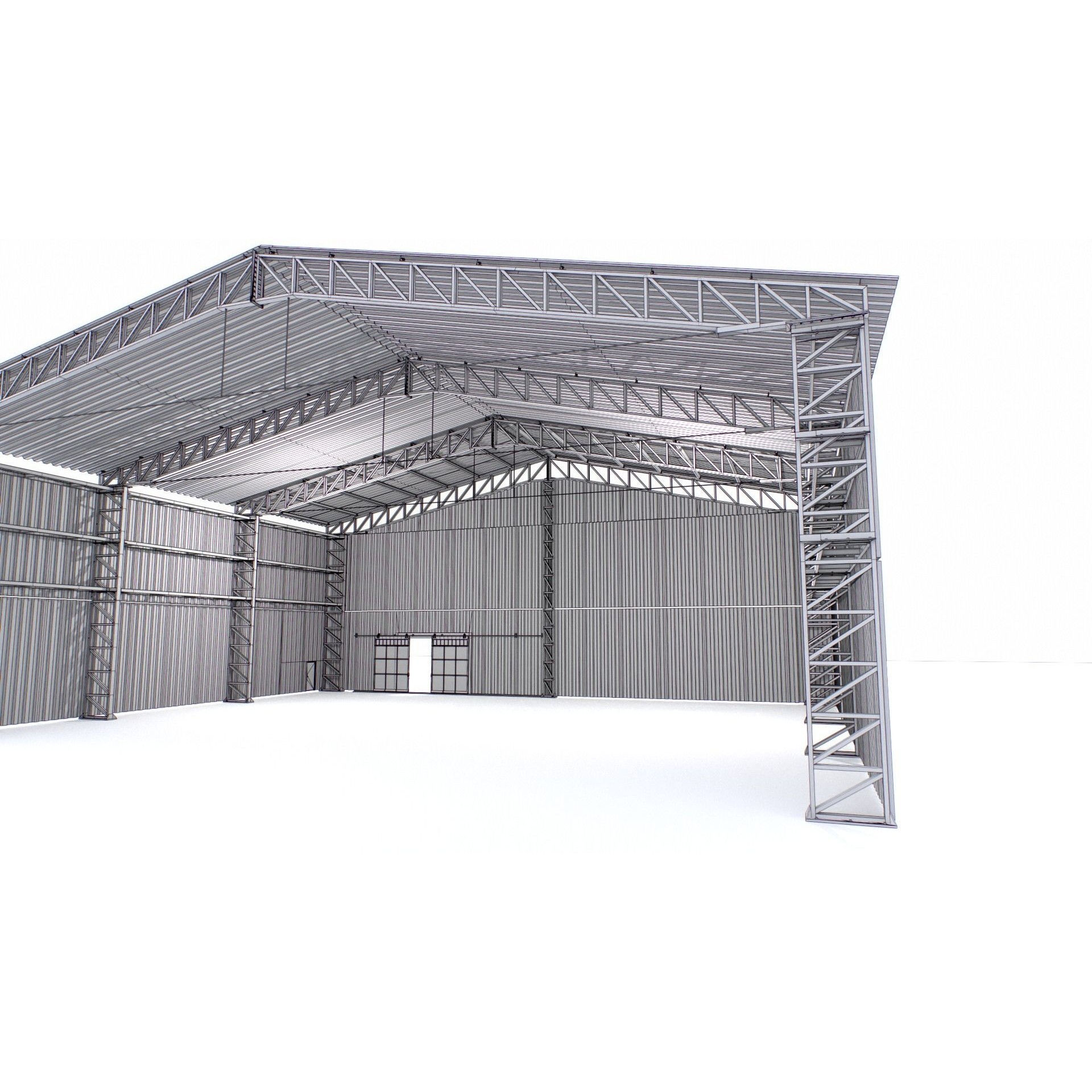 Modular Hangar - Low-Poly Game-Ready 3D Model - View 20