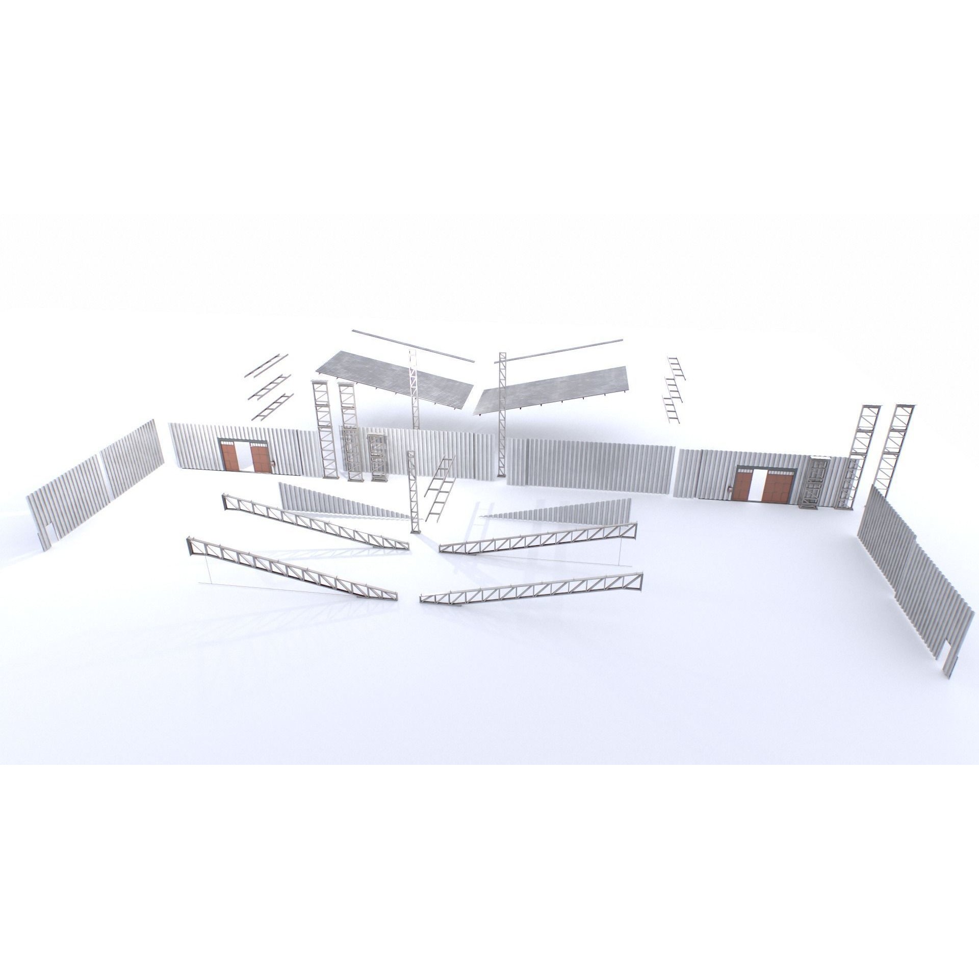 Modular Hangar - Low-Poly Game-Ready 3D Model - View 21