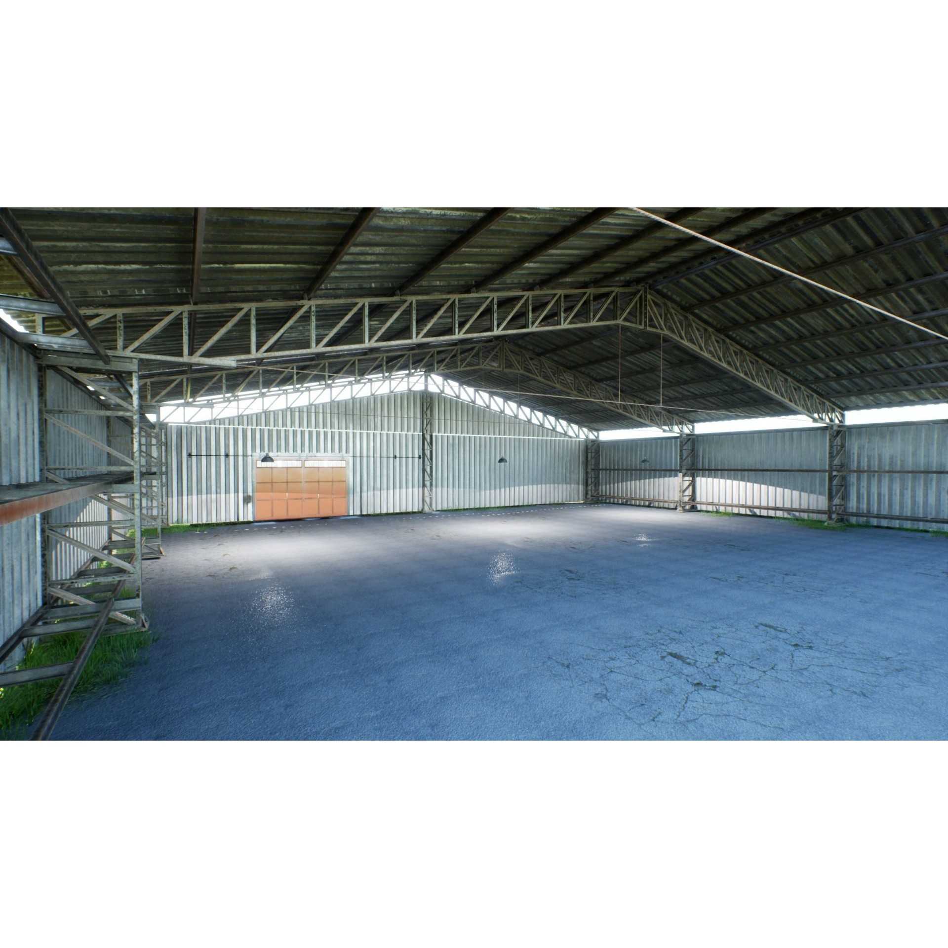 Modular Hangar - Low-Poly Game-Ready 3D Model - View 3