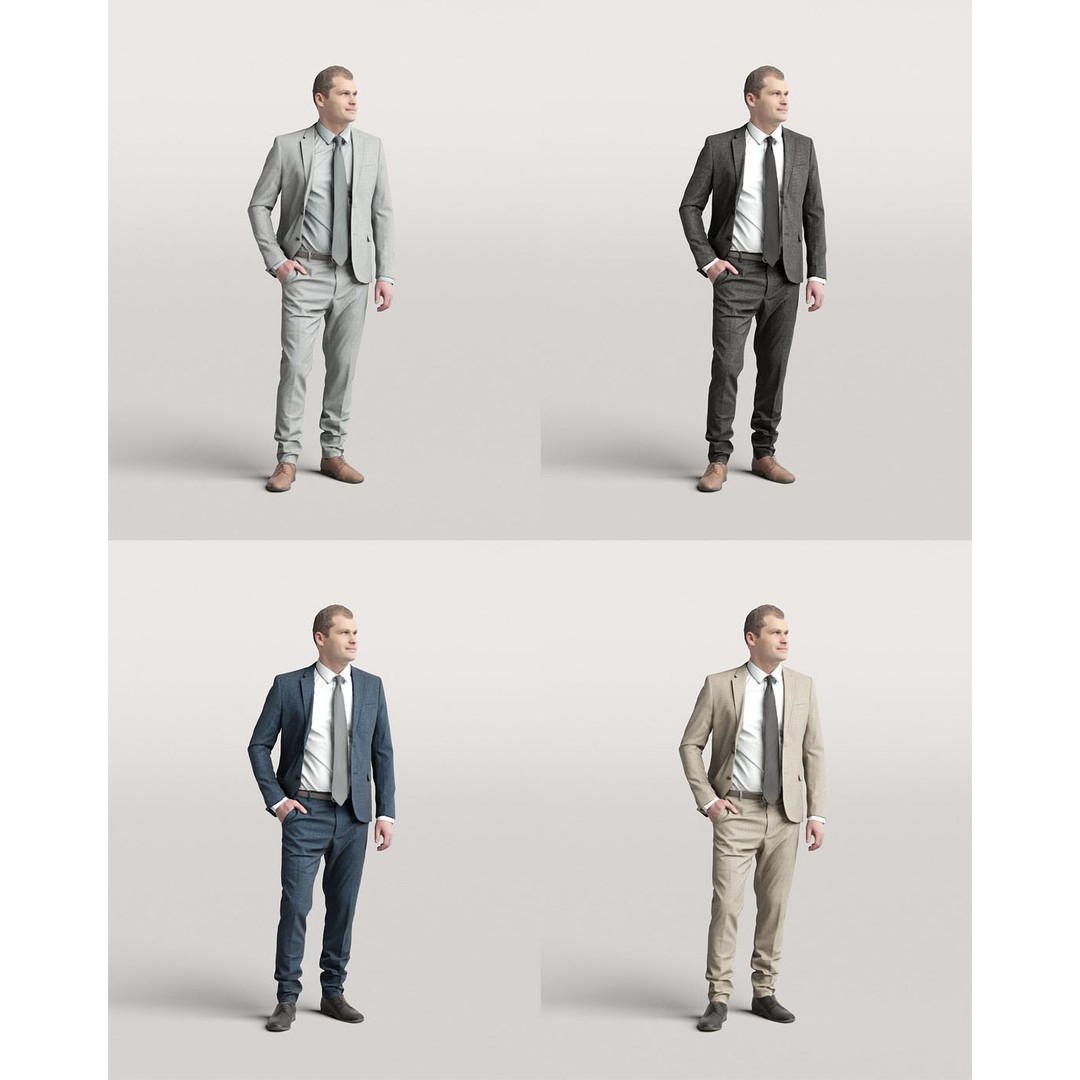 Humano Businessman 3D Model – Elegant Standing Character, FBX, PBR