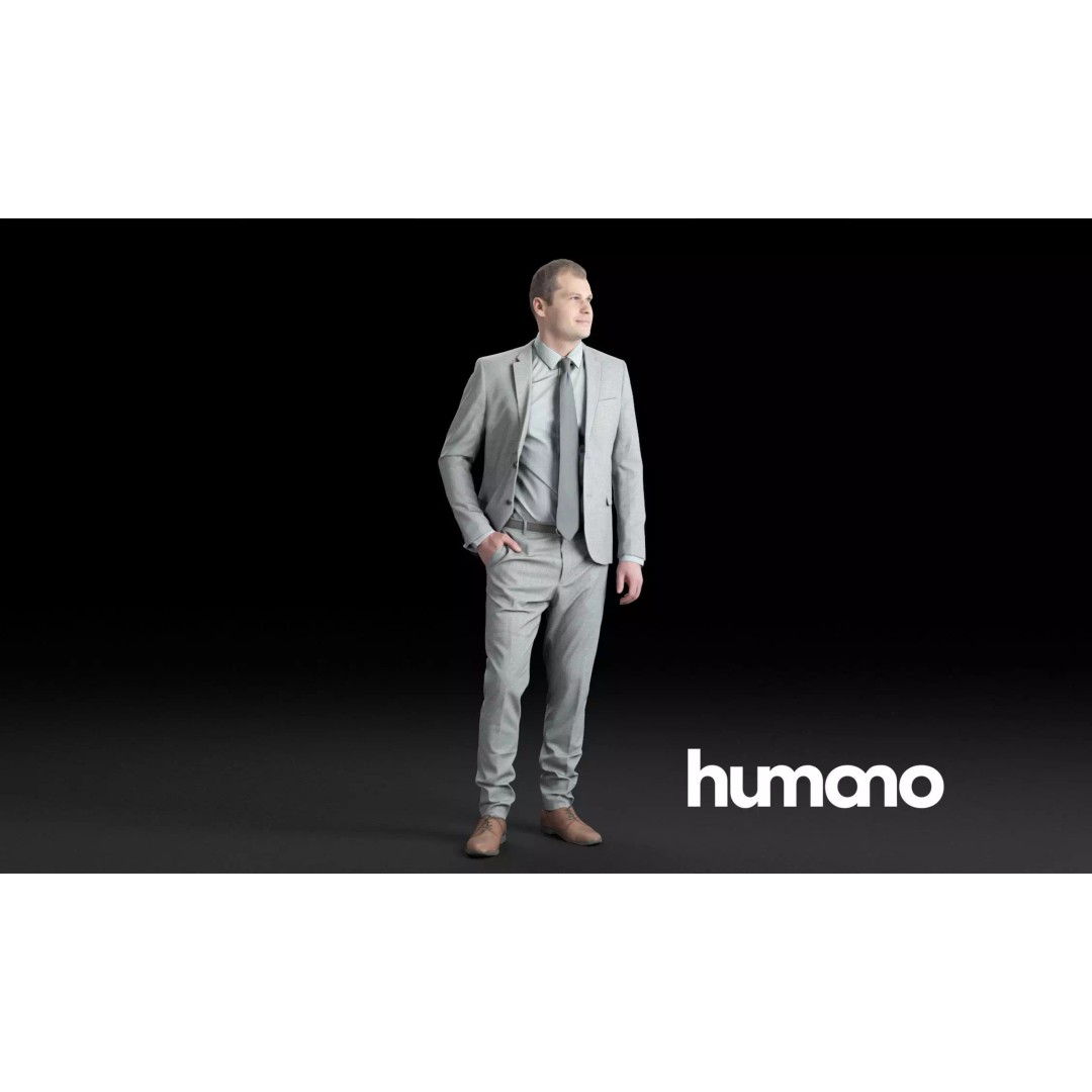 Humano Businessman 3D Model – Elegant Standing Character, FBX, PBR - View 2