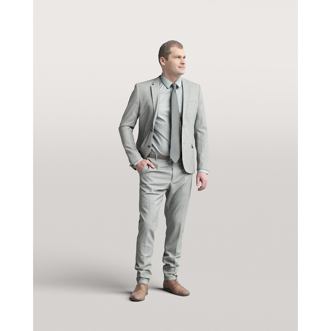 Humano Businessman 3D Model – Elegant Standing Character, FBX, PBR - View 3