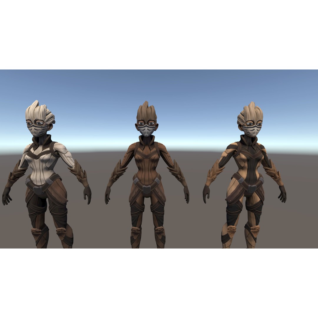 Stylized Female Forest Spirit 3D Model – Low Poly Game Asset, FBX