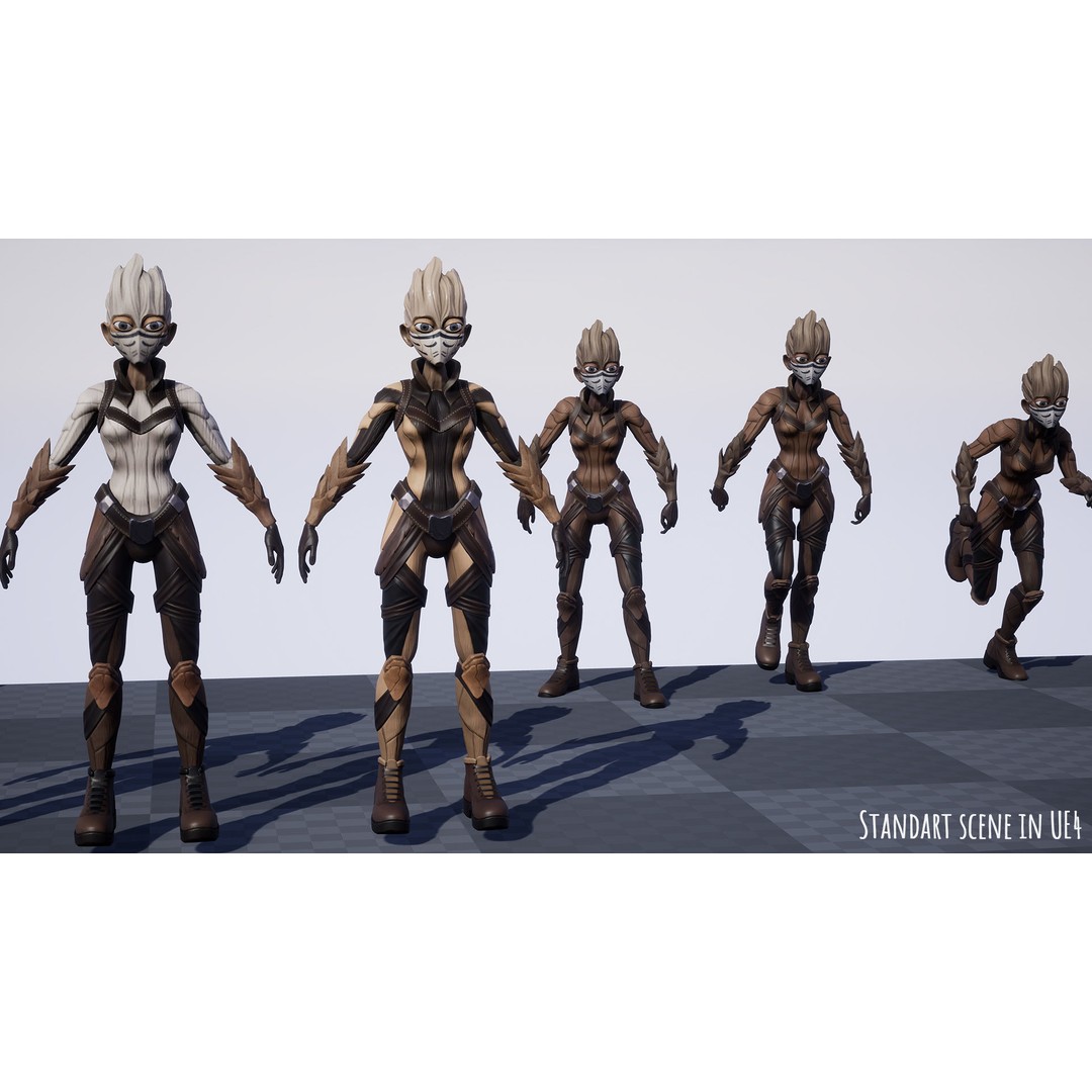 Stylized Female Forest Spirit 3D Model – Low Poly Game Asset, FBX - View 20