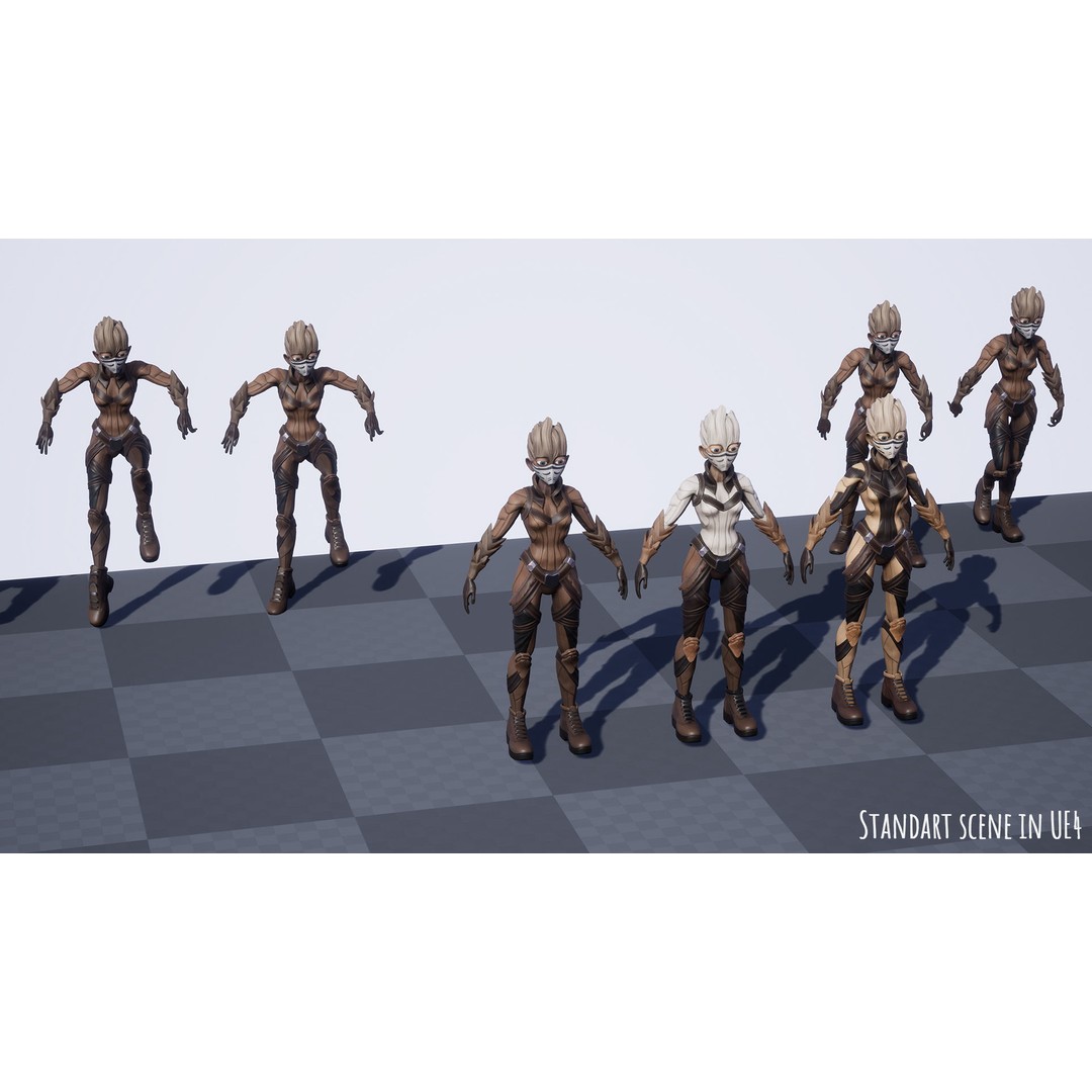 Stylized Female Forest Spirit 3D Model – Low Poly Game Asset, FBX - View 21