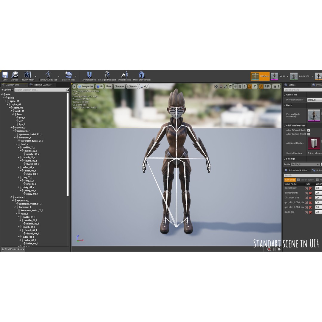 Stylized Female Forest Spirit 3D Model – Low Poly Game Asset, FBX - View 22