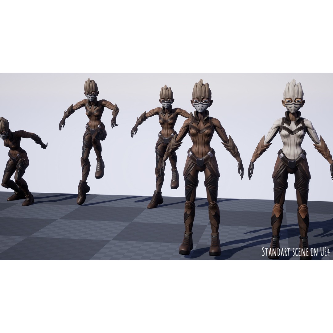 Stylized Female Forest Spirit 3D Model – Low Poly Game Asset, FBX - View 23