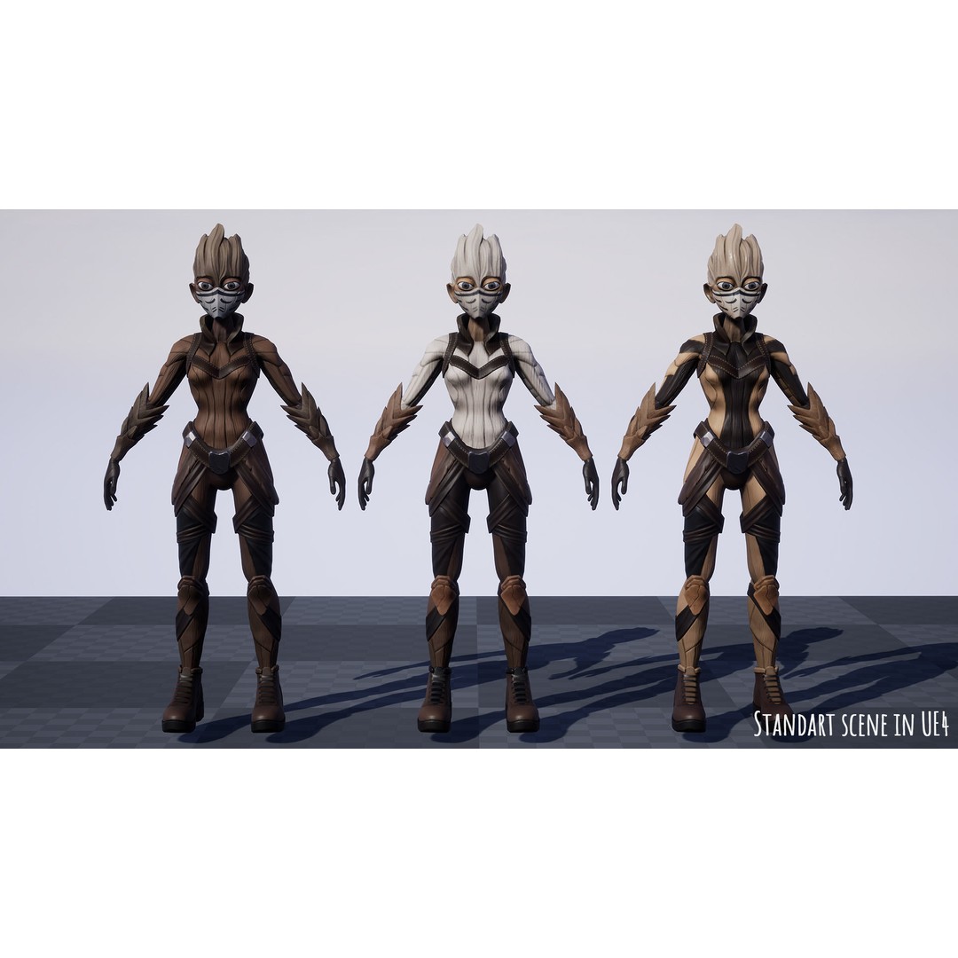 Stylized Female Forest Spirit 3D Model – Low Poly Game Asset, FBX - View 24