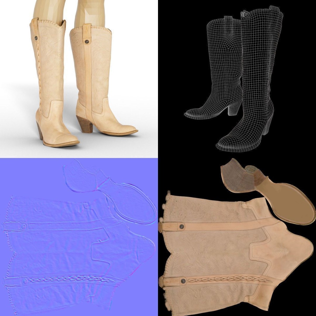 Women's Boots and Heels 3D Model – Low Poly Footwear Collection, OBJ