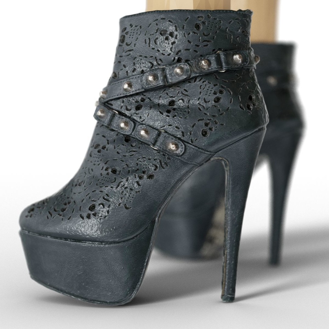 Women's Boots and Heels 3D Model – Low Poly Footwear Collection, OBJ - View 12