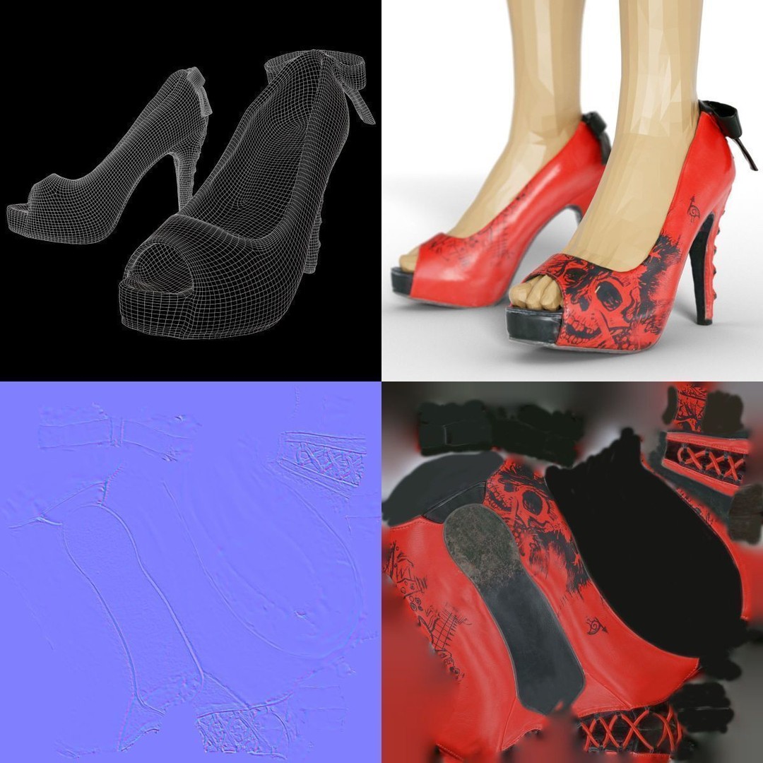 Women's Boots and Heels 3D Model – Low Poly Footwear Collection, OBJ - View 44