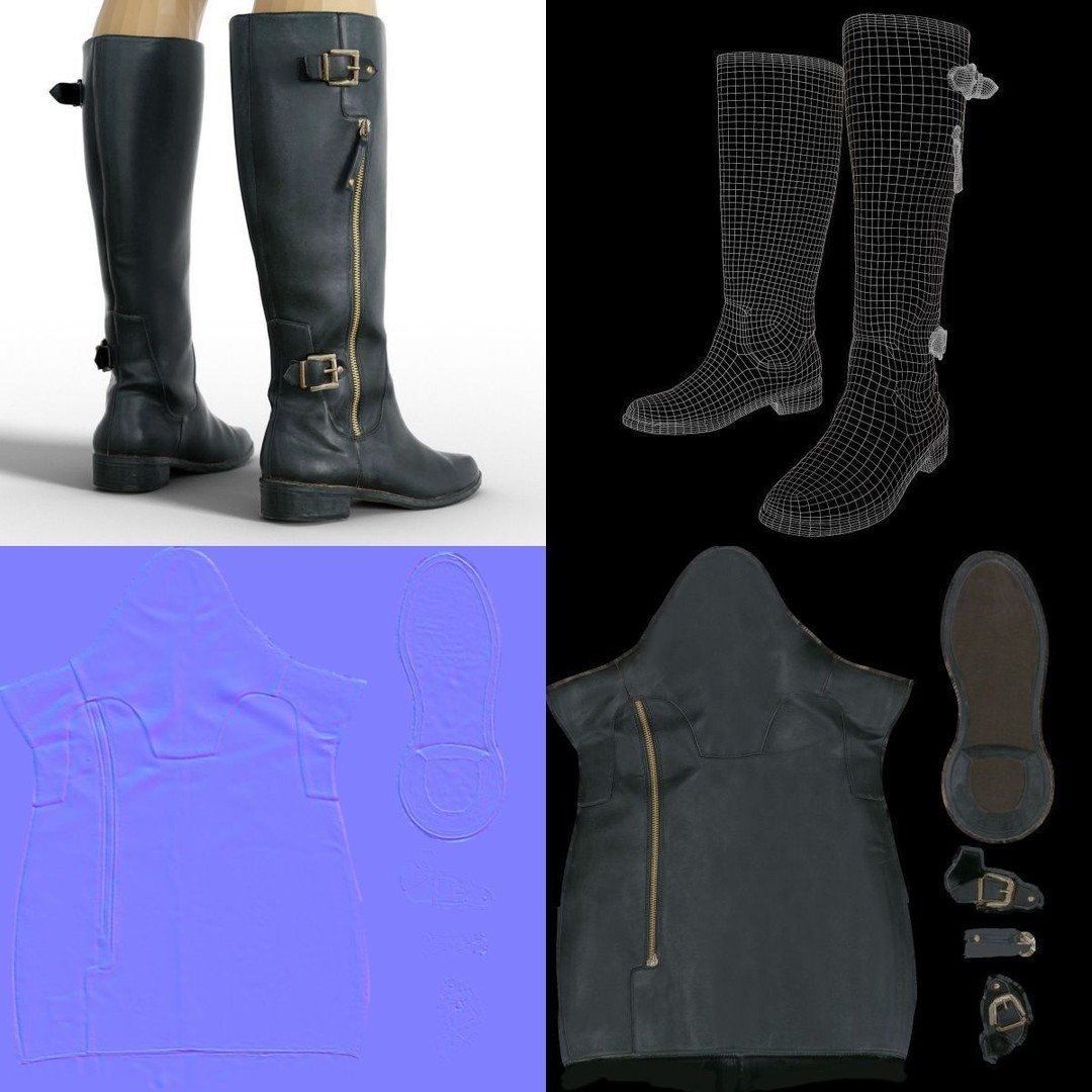 Women's Boots and Heels 3D Model – Low Poly Footwear Collection, OBJ - View 49