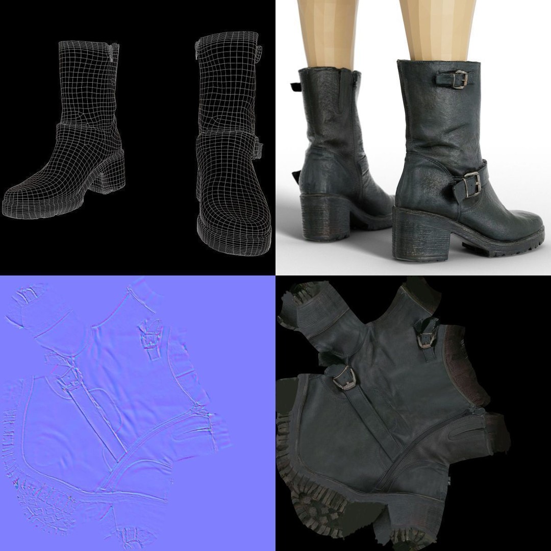 Women's Boots and Heels 3D Model – Low Poly Footwear Collection, OBJ - View 50