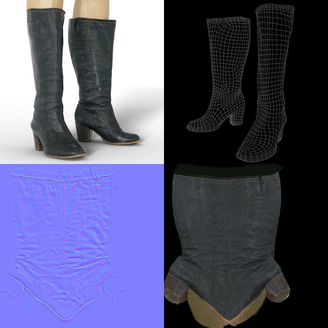 Women's Boots and Heels 3D Model – Low Poly Footwear Collection, OBJ - View 51