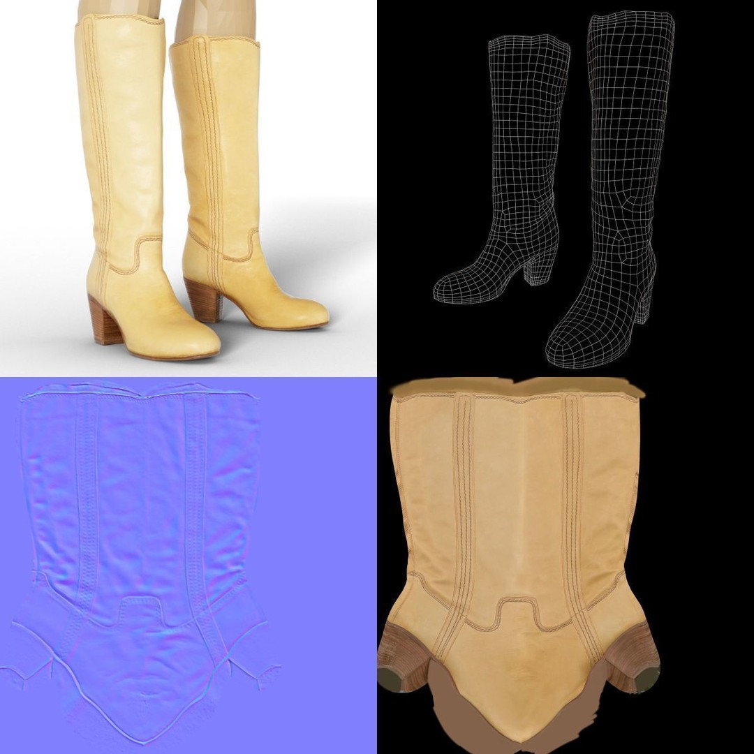 Women's Boots and Heels 3D Model – Low Poly Footwear Collection, OBJ - View 52