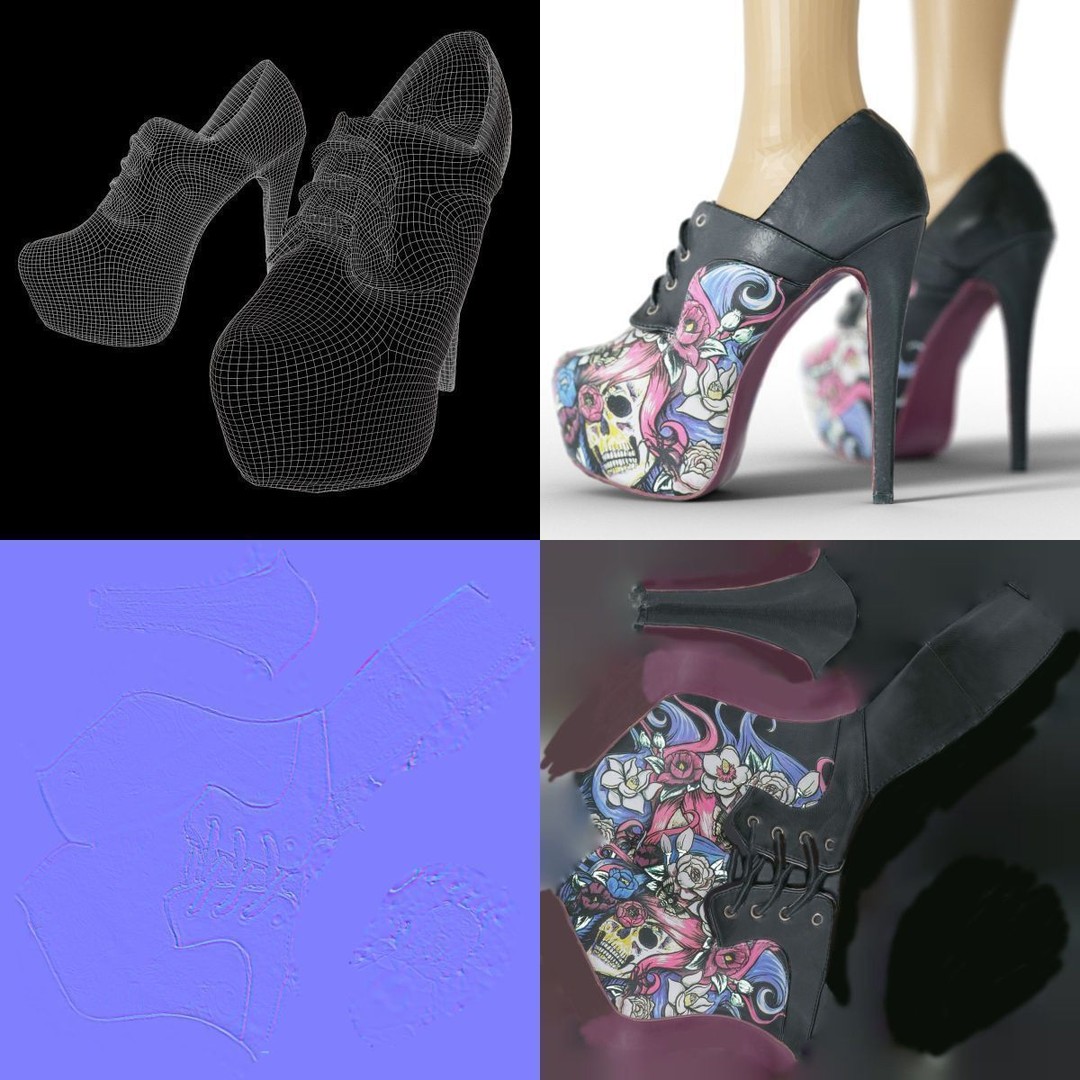 Women's Boots and Heels 3D Model – Low Poly Footwear Collection, OBJ - View 53