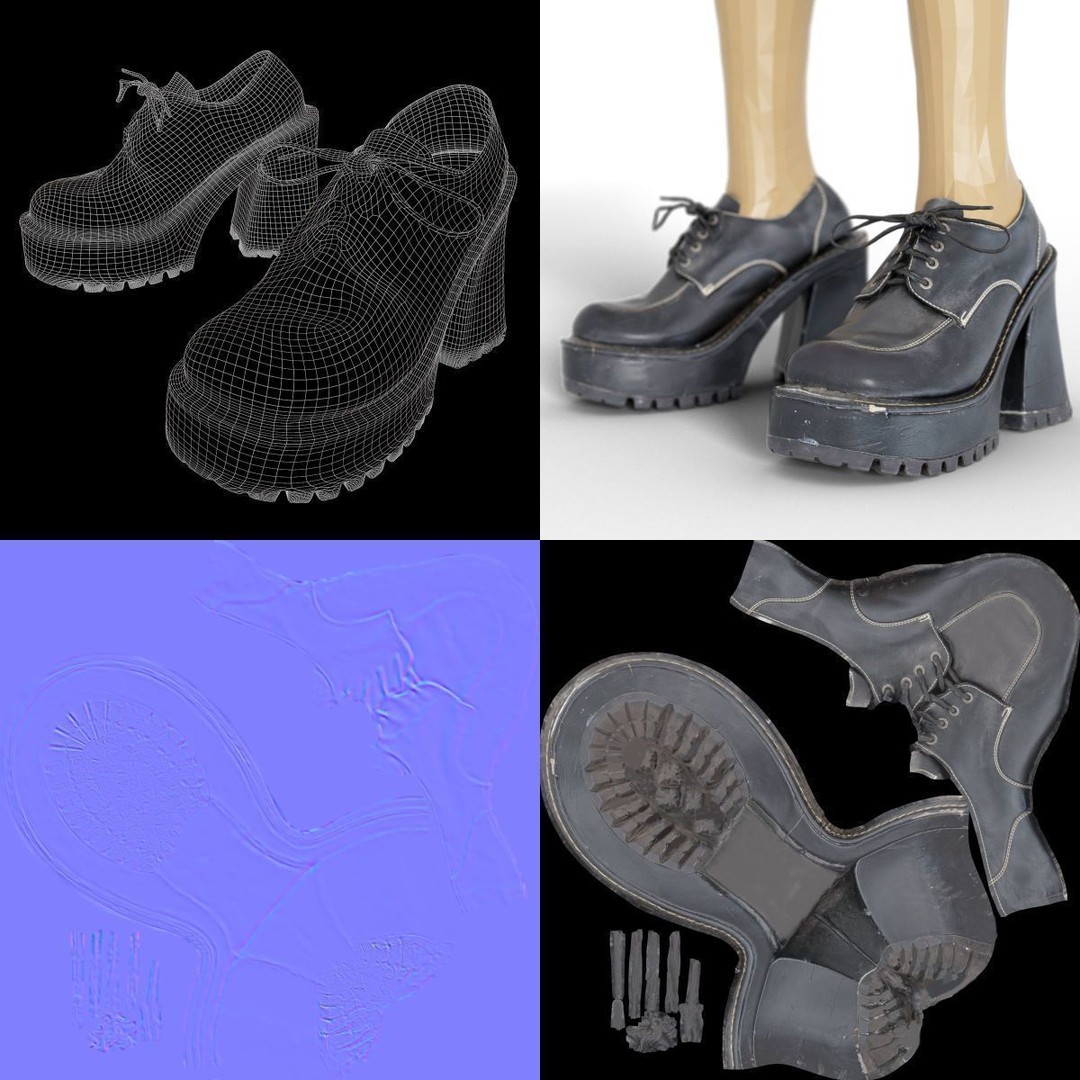 Women's Boots and Heels 3D Model – Low Poly Footwear Collection, OBJ - View 55